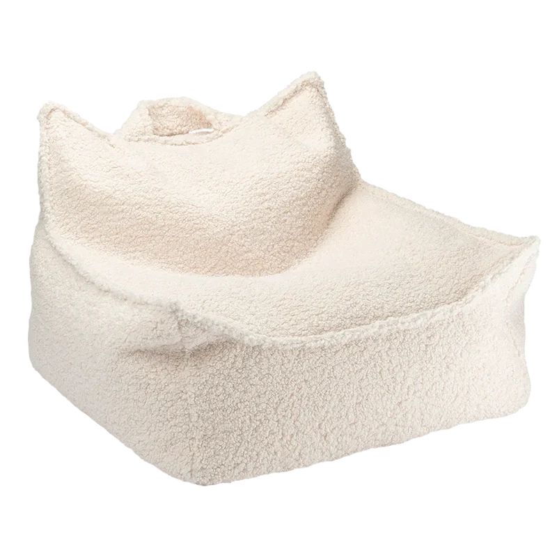Puf Infantil Silla de Borreguillo Blanco Crema