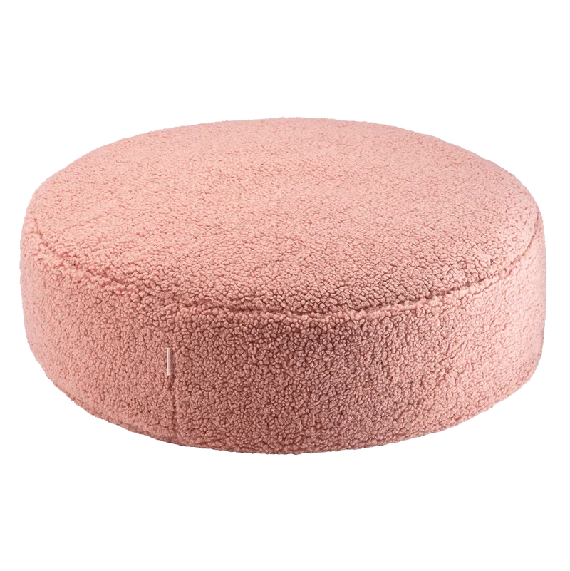Puf Redondo de Borreguito Rosa