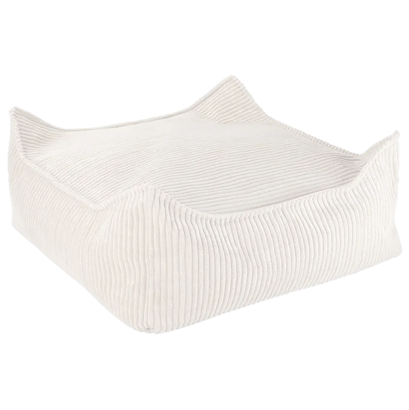 Puf Infantil Cuadrado de Pana Blanco Crema