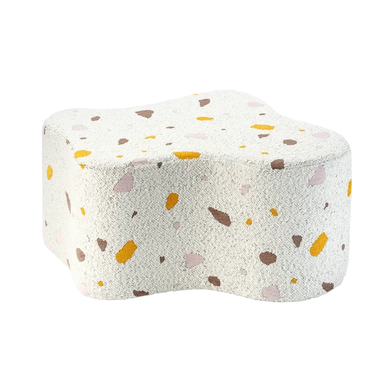 Puf Infantil Nube de Bouclé & Chenilla Terrazo Blanco