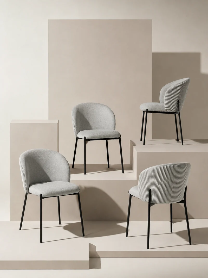 Juego de 4 Sillas de Comedor Faina Gris