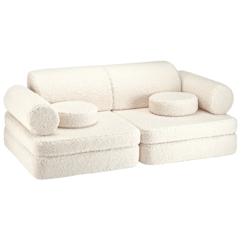 Sofá Infantil de Borreguillo Blanco Crema