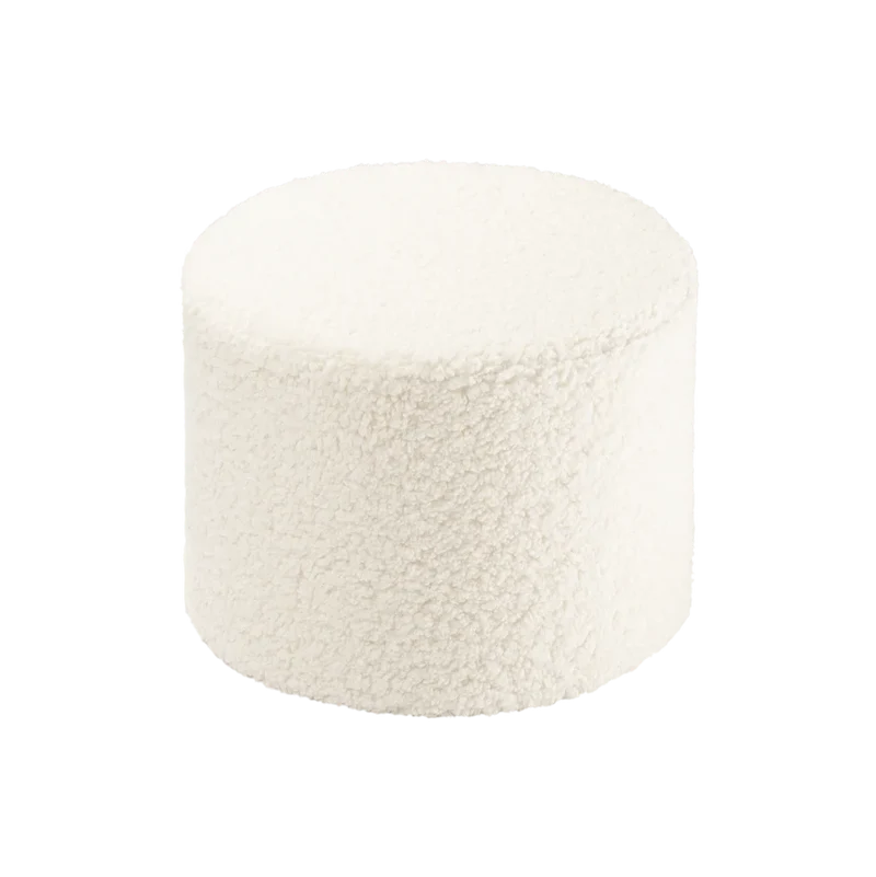 Puf Asiento Redondo de Borreguito Blanco Crema