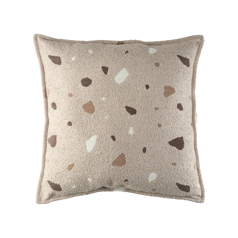 Cojín Cuadrado de Bouclé & Chenilla Terrazo Beige