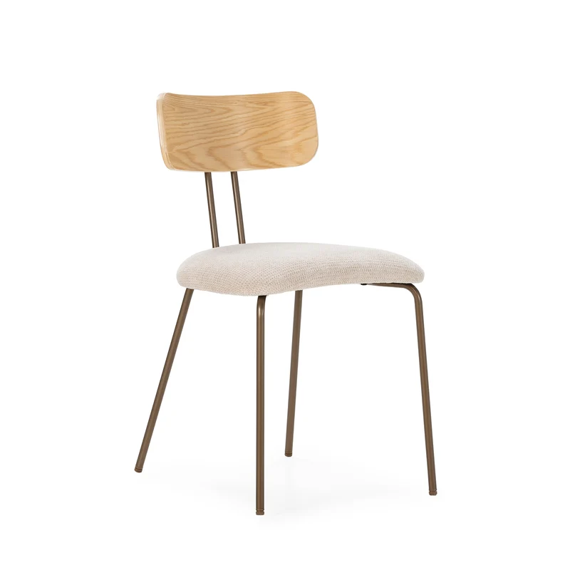 Silla de Comedor Tapizada Olimpia Beige & Roble