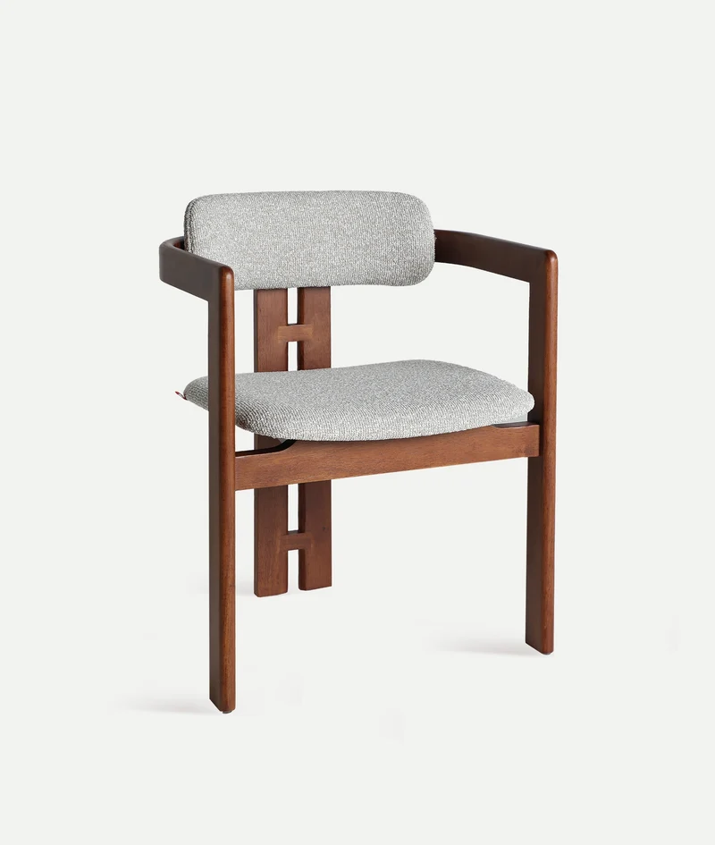 Silla Tapizada Hedel Gris & Fresno Marrón