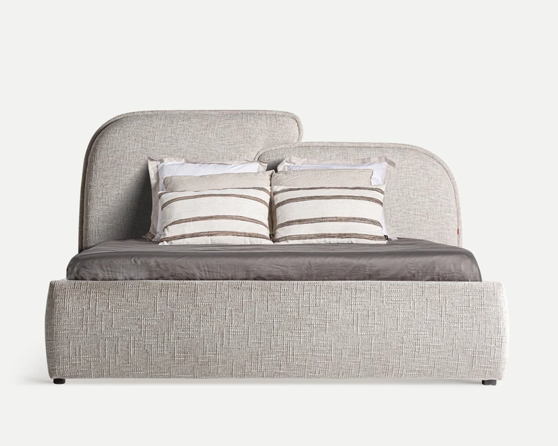 Cama Tapizada Verna Gris Jaspeado - Colchón 150