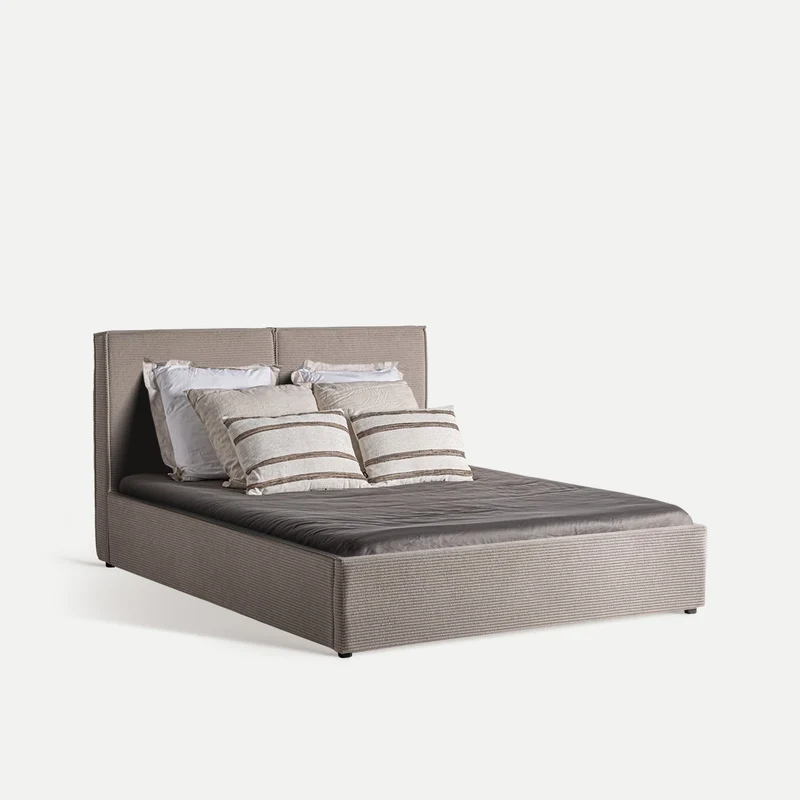 Cama Tapizada Pana Beige - Colchón 150