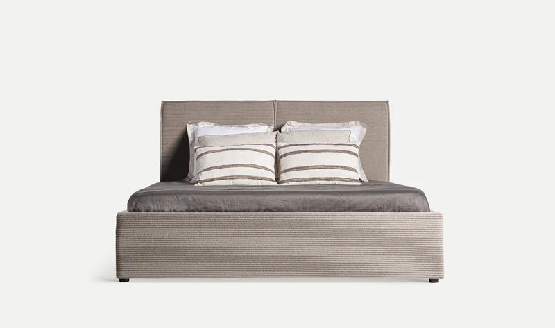 Cama Tapizada Pana Beige - Colchón 150