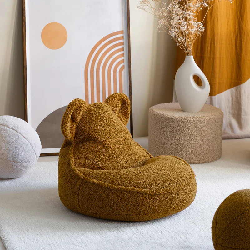 Puf Infantil Osito de Borreguillo Marrón