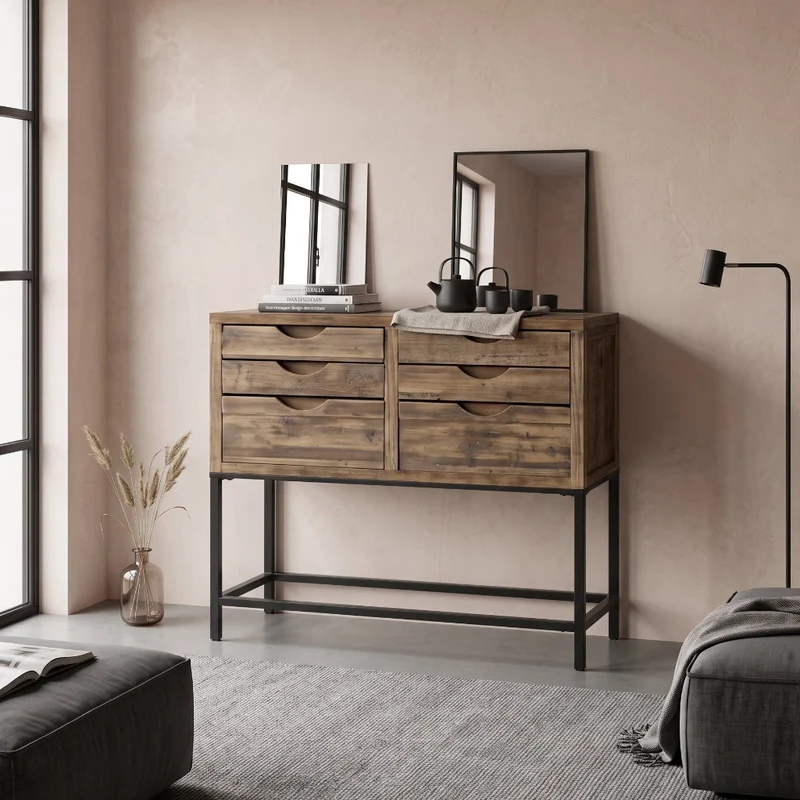 APARADOR RECTANGULAR 79x74 Cm EN MADERA DE ABETO CON CAJONES GINEBRA