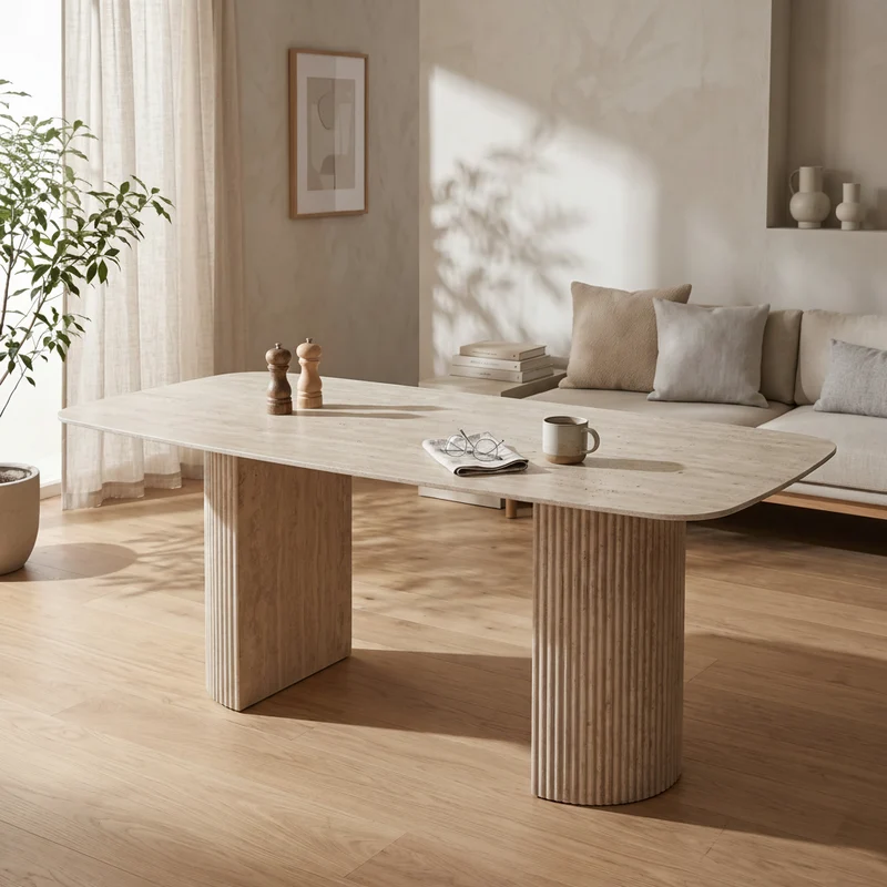 MESA DE COMEDOR RECTANGULAR 200x100 Cm EN MDF EFECTO MARMOL RIVERA