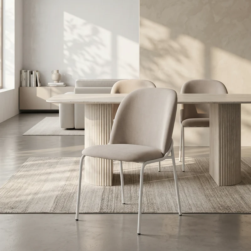 PACK 2 SILLAS DE COMEDOR EN TELA BEIGE Y PATAS METALICAS IVET
