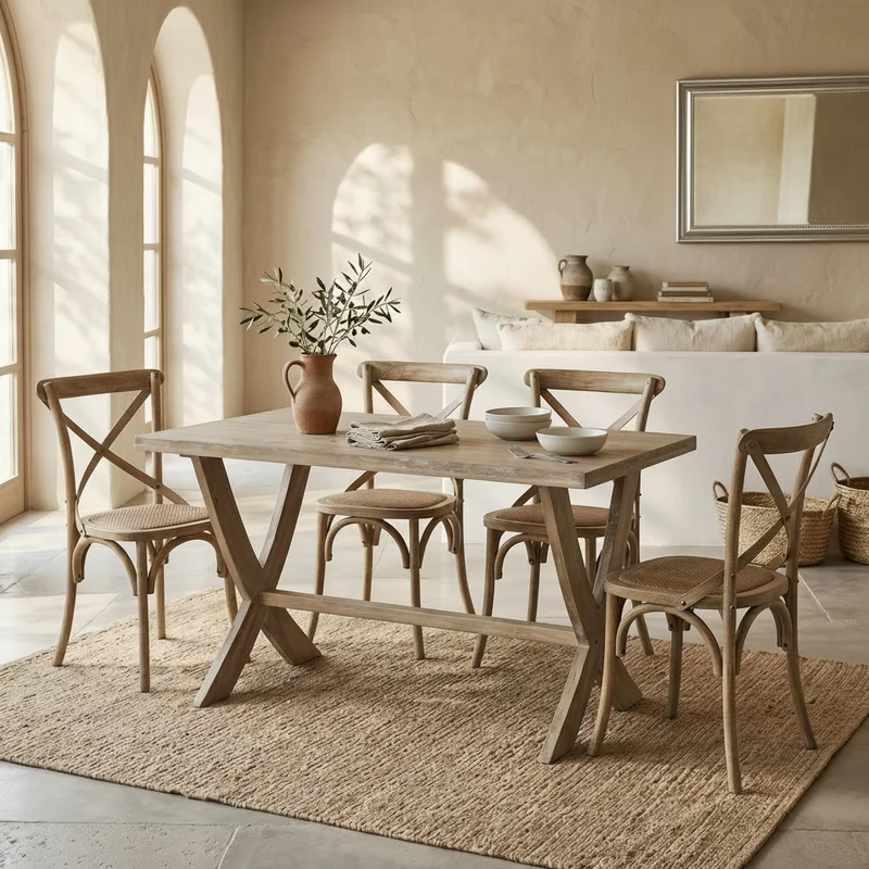 MESA DE COMEDOR RECTANGULAR 135x80 cm EN MADERA MACIZA DE OLMO HERA