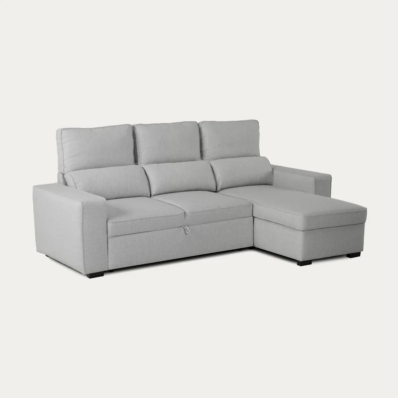 Sofá-Cama 4 Lugares com Chaise Longue Reversível e Arrumação - Harper