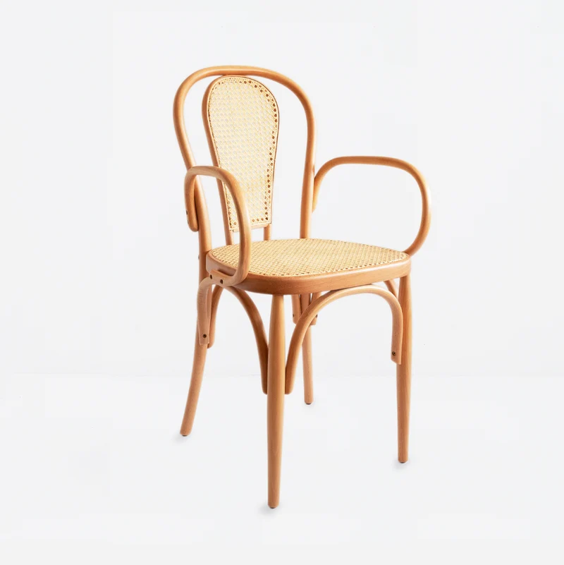 Sillón Villalonga Nº14 de Madera & Rejilla con Reposabrazos