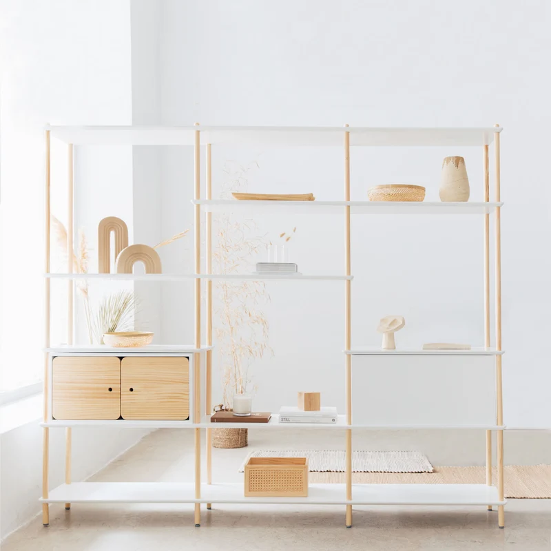 Estantería de balda blanca y madera 230 personalizable