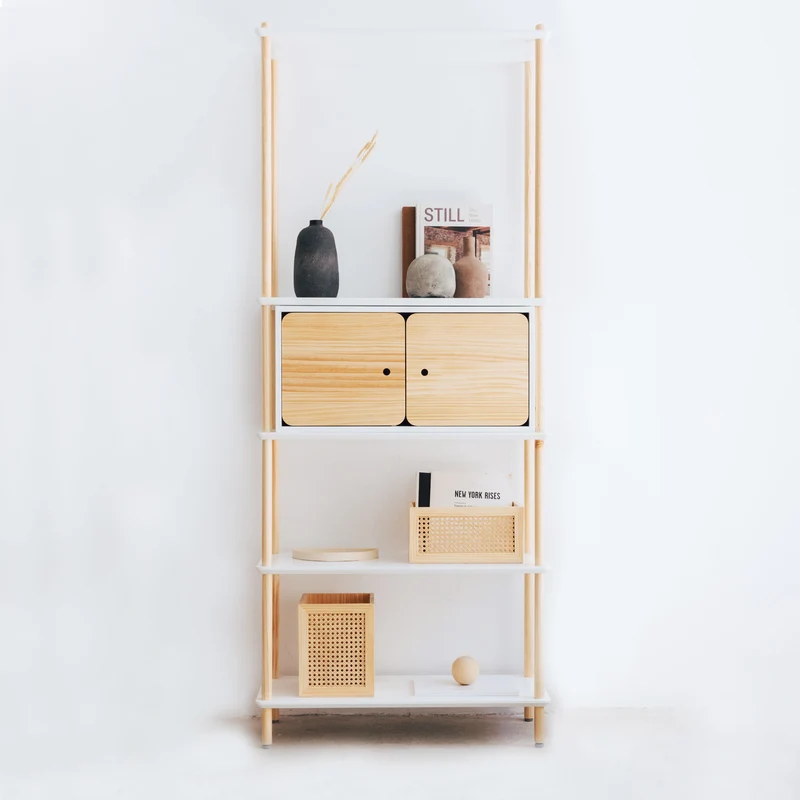 Estantería de balda blanca y madera 80cm personalizable