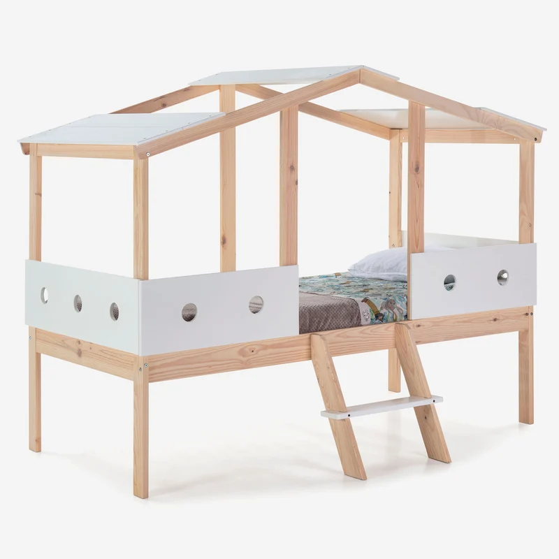 Cama Infantil Casa Gaby 206 Blanco & Pino