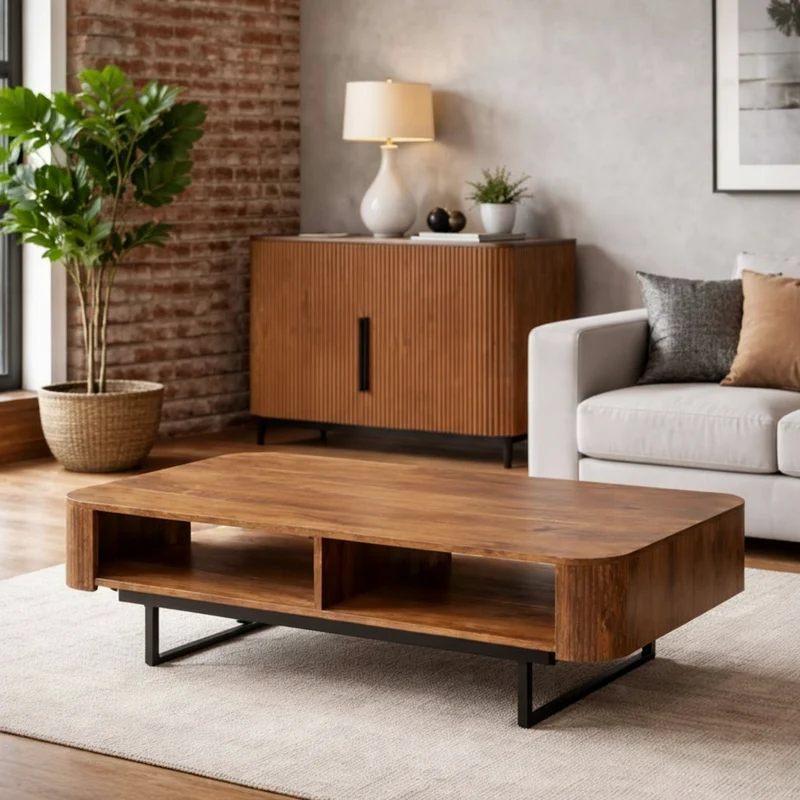 MESA DE CENTRO RECTANGULAR 110x60 cm MADERA MANGO TAVIRA