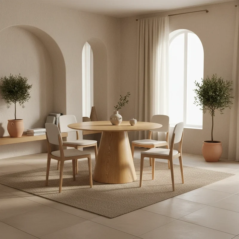 MESA DE COMEDOR REDONDA EN ROBLE ELENA (Ø120 Cm)