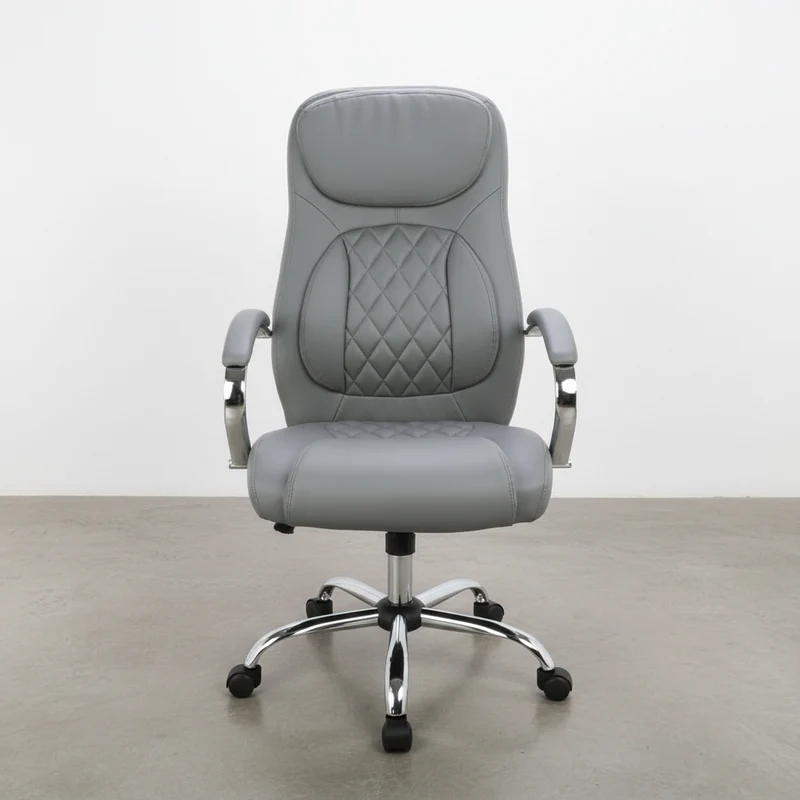 SILLA OFICINA ERGONOMICA EN PIEL SINTETICA GRIS CON REPOSACABEZAS INTEGRADO ANGELA