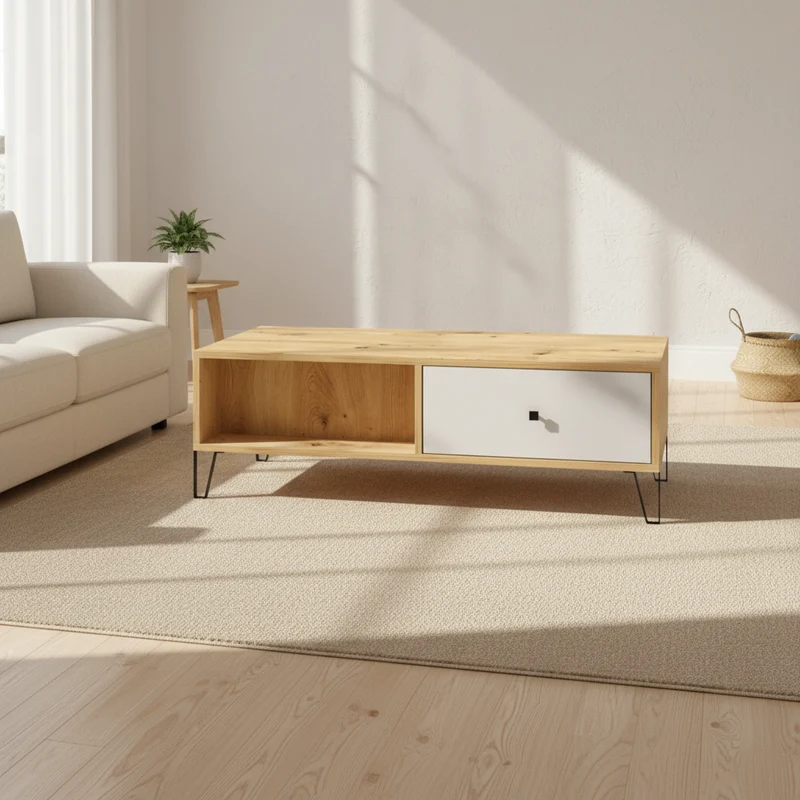 MESA DE CENTRO RECTANGULAR 110X60 cm EN ROBLE ARTISAN SUECIA