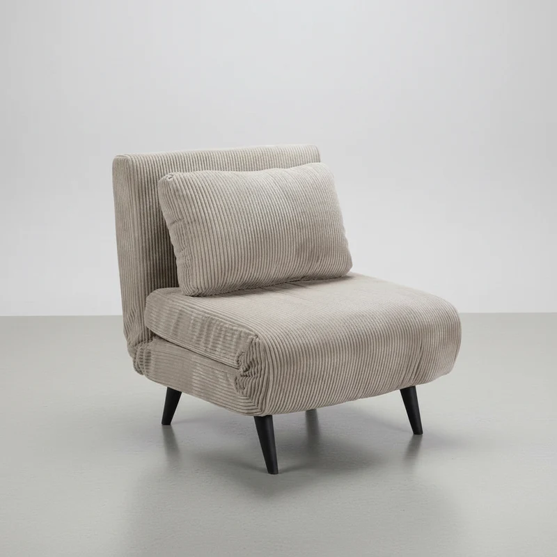 SILLÓN CONVERTIBLE EN TELA PANA CON PATAS METALICAS KIARA