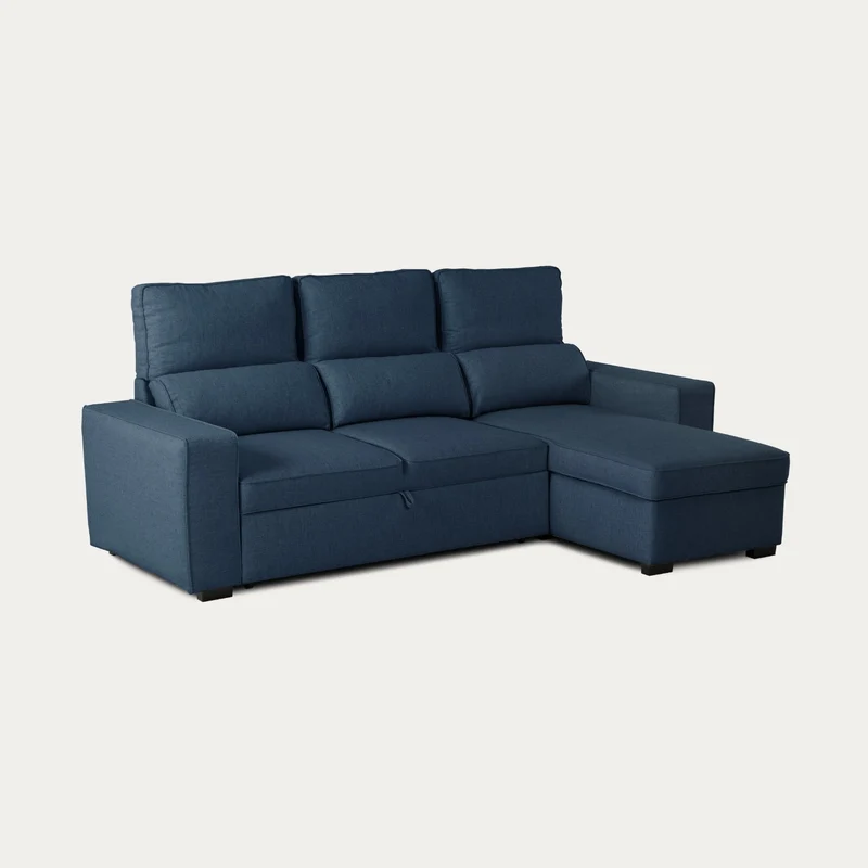 Sofá-Cama 4 Lugares com Chaise Longue Reversível e Arrumação - Harper