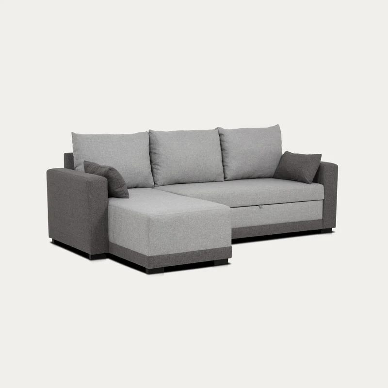 Sofá-Cama 3 Lugares com Chaise Longue Reversível - Leah