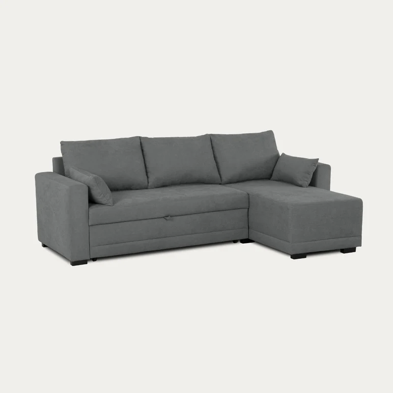 Sofá-Cama 3 Lugares com Chaise Longue Reversível - Leah
