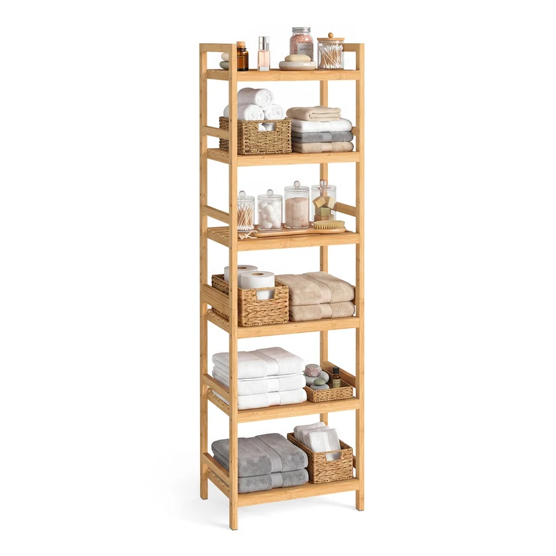 Estantería de baño de bambú para almacenamiento multifuncional