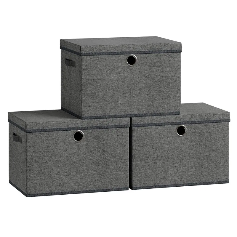 Caja organizadora de tela con tapa y asas