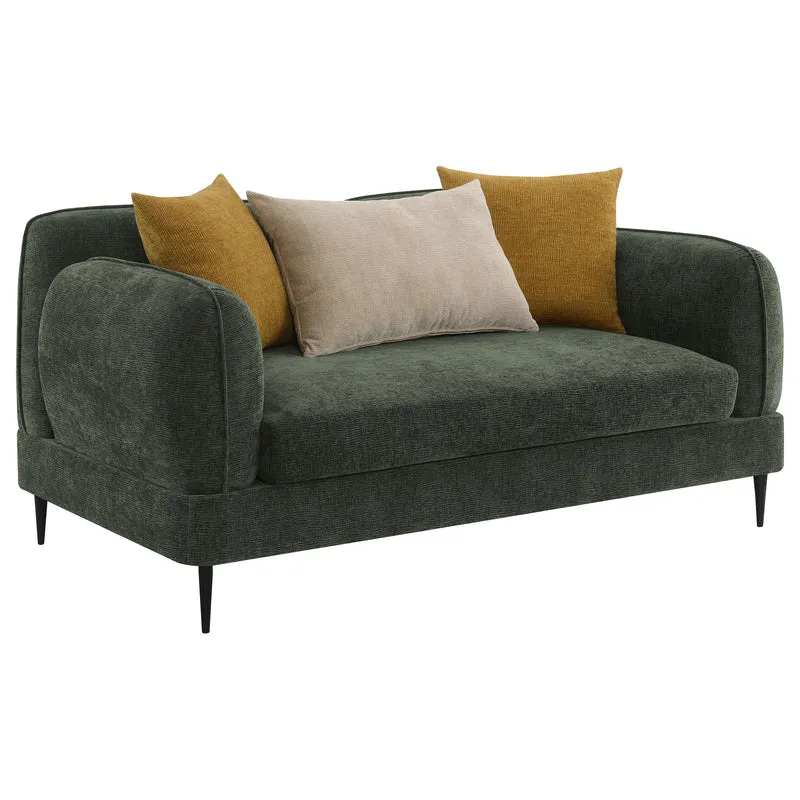 Coaster Furniture Jade 509132 Chenille Upholstered Modern Track Arm Loveseat - Green