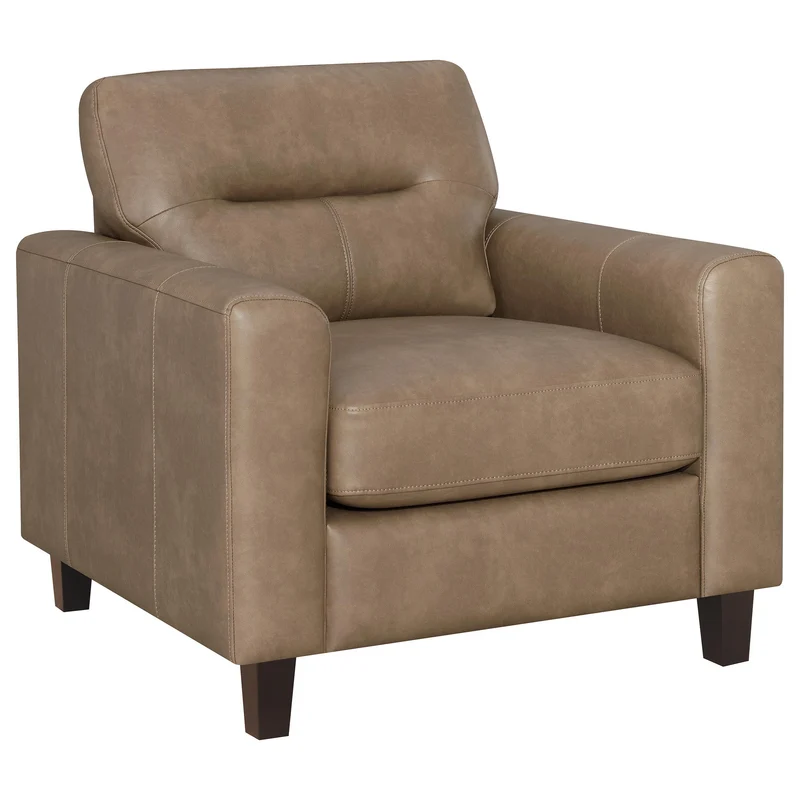 Coaster Furniture Scotland 504669 Faux Leather Upholstered Track Arm Chair - Brown