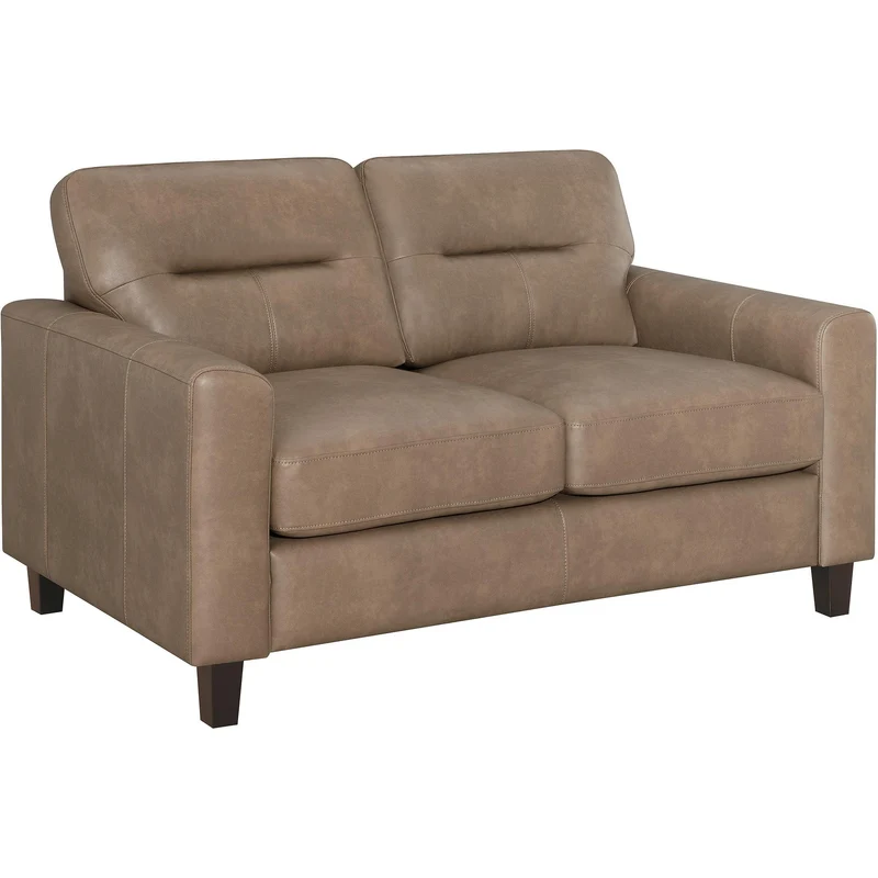 Coaster Furniture Scotland 504668 Faux Leather Upholstered Track Arm Loveseat - Brown