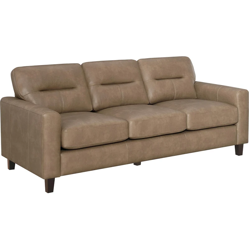 Coaster Furniture Scotland 504667 Faux Leather Upholstered Track Arm Sofa - Brown