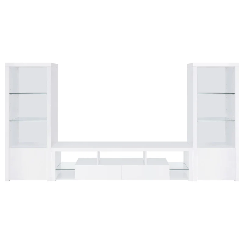 Coaster Furniture Jude 704251-SET 3-Piece Entertainment Center with 71" TV Stand - White High Gloss