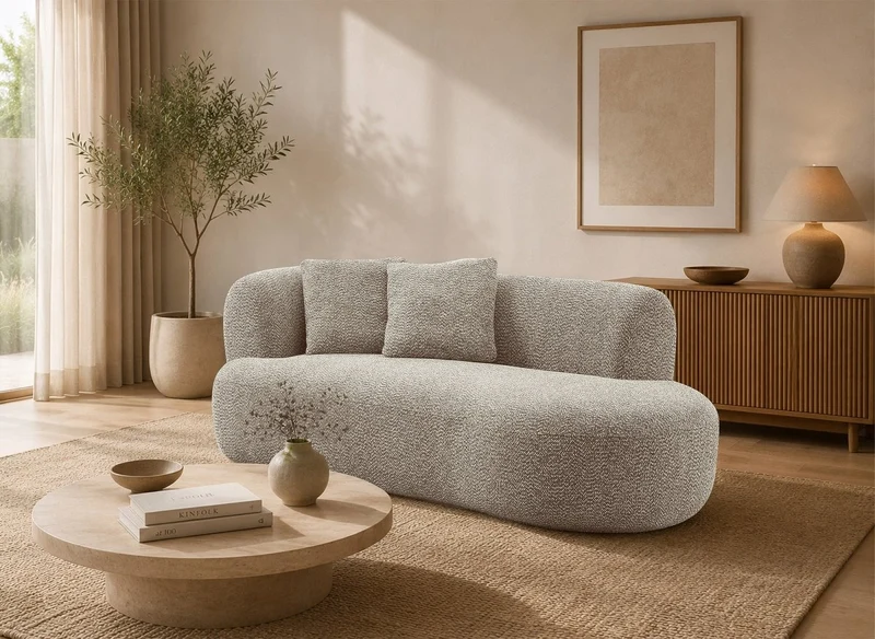 Sofá chaise longue de terciopelo textura topo URIEL