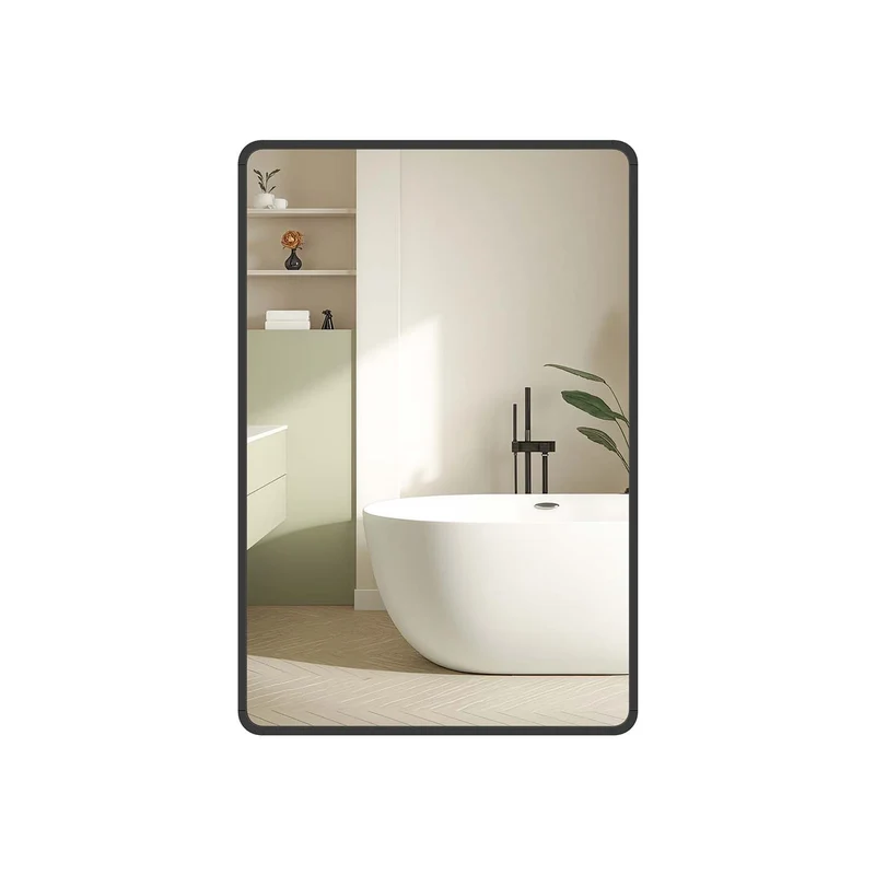 Espejo de baño rectangular con marco resistente
