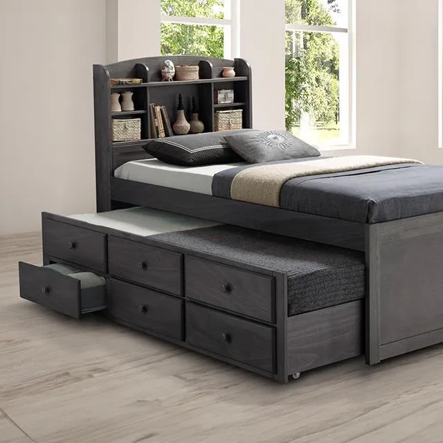 Furniture of America Troutdale FM7106GY-T-BED Captain Bed