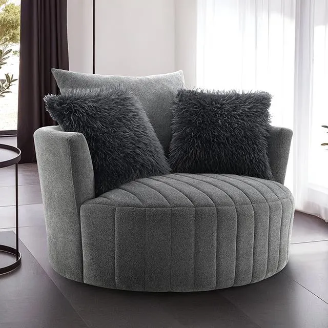 Furniture of America Hoople FM-AC6001DG-SW Channel Tufted Swivel Chair