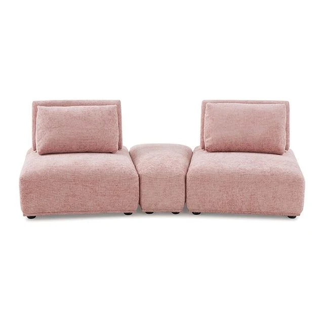 Furniture of America Stavanger FM63001PK-D Curved 2-Seater with Ottoman