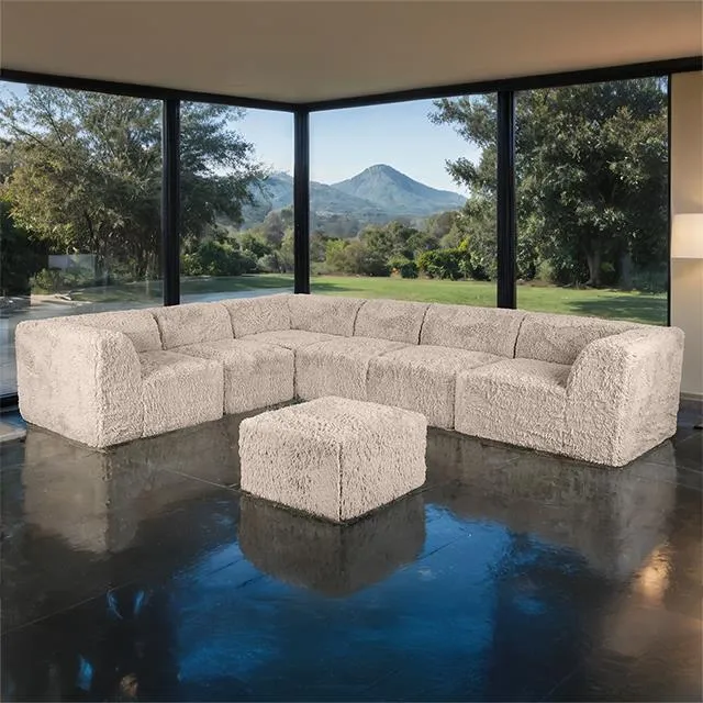 Furniture of America Nappi FM62102TP-SECT-L+OT Large L-Sectional with Ottoman