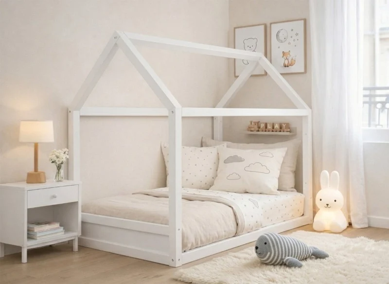 Cama de madera blanca POPY 90 x 190 cm