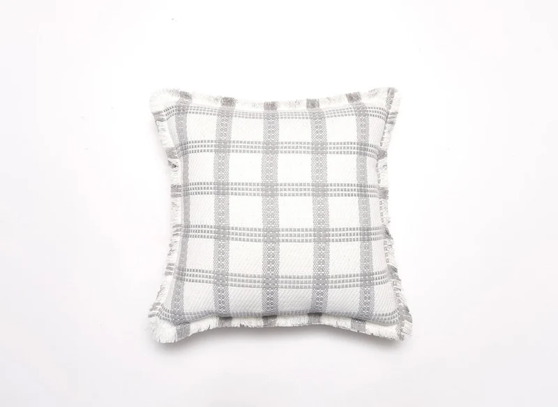 Cojín WARMY de cuadros blancos y gris claro 45x45 cm