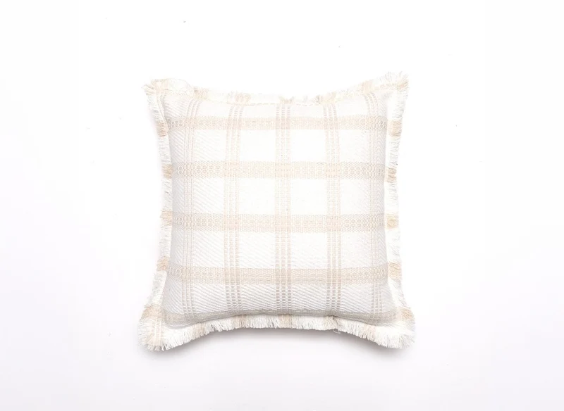 Cojín de cuadros blancos y beige 45x45 cm WARMY