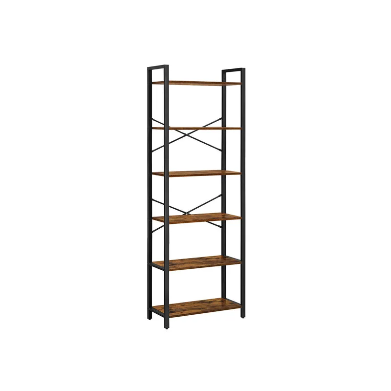 Estantería de Almacenamiento de 6 Niveles Marrón Rústico y Negro