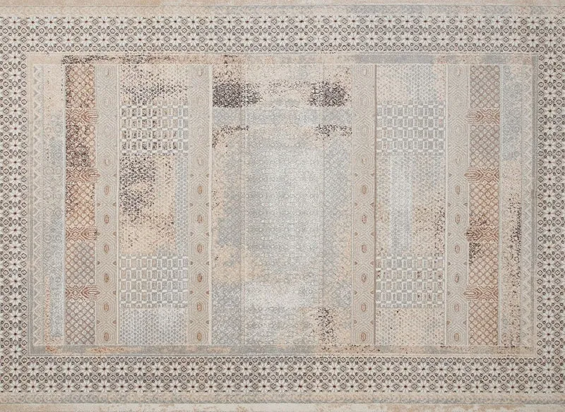 Alfombra con motivos orientales beige y marrón 160 x 230 cm LUMA