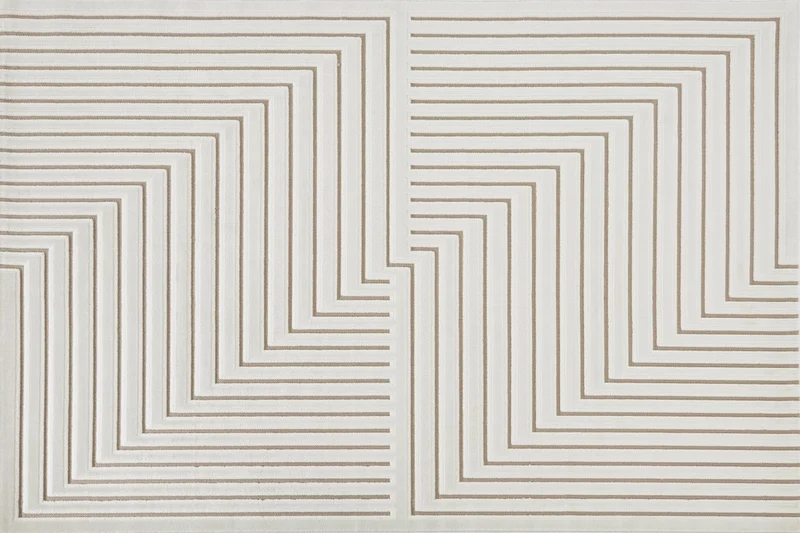 Alfombra blanca crudo con diseño de espiga 200 x 290 cm AMELIO